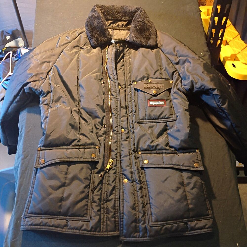 RefrigiWear Iron-Tuff Men's Black Insulated Full Zip Snap Parka L 48 0358R